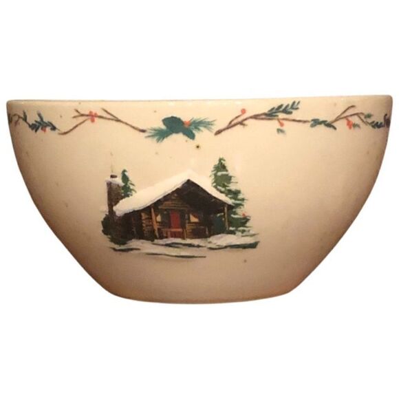 Joyland Snowy Christmas Cabin Ceramic Bowl - Picture 1 of 5